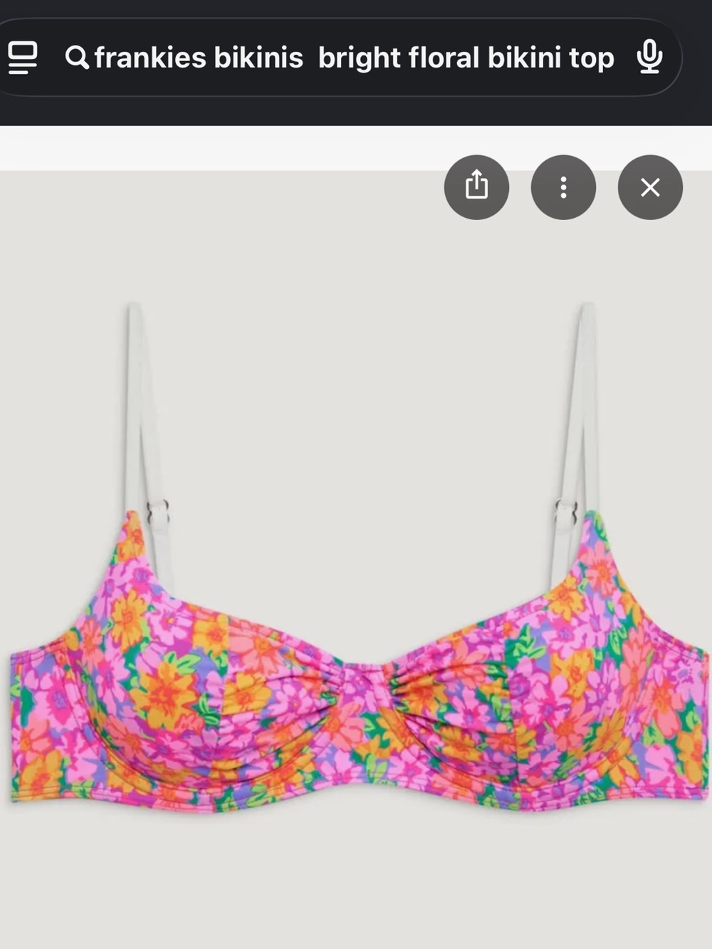 Frankie's Bikinis Floral Daisy Bikini Top - Pink & Orange